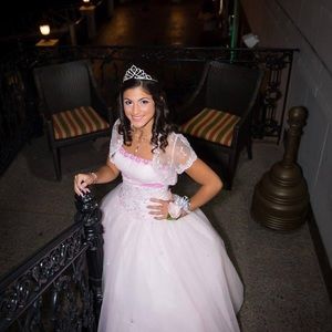 Pink and White Corset Ball Gown / Dress